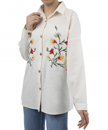 شومیز نخی آستین بلند زنانه شندی مدل 7149