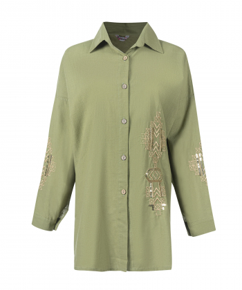 شومیز نخی آستین بلند زنانه شندی مدل 8189