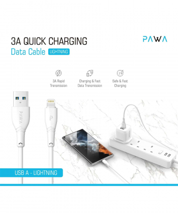 کابل شارژر PAWA-3A QUICK CHARGING USB-A TO LIGHTNING PVC CABLE 2M/4FT