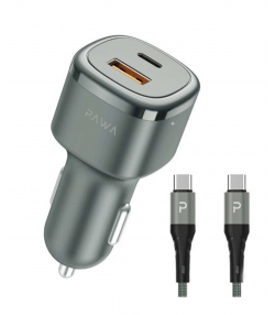شارژر فندکی SOLID CAR CHARGER-DUAL PORT-PD+QC-INCLUDES BRAIDED LIGHTNING