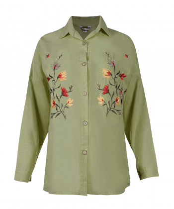 شومیز نخی آستین بلند زنانه شندی مدل 7149