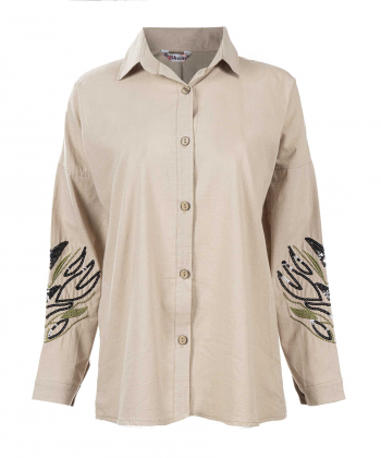 شومیز نخی آستین بلند زنانه شندی مدل 7175