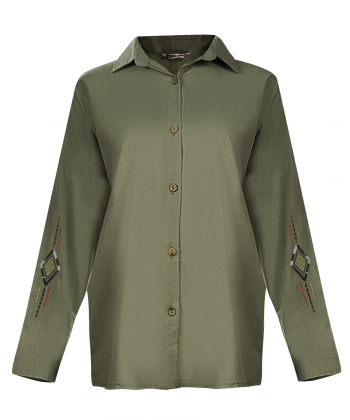 شومیز نخی آستین بلند زنانه شندی مدل 7195