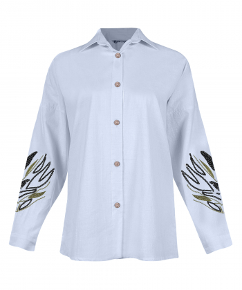 شومیز نخی آستین بلند زنانه شندی مدل 7175