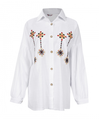 شومیز نخی آستین بلند زنانه شندی مدل 7098