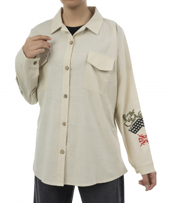 شومیز نخی آستین بلند زنانه شندی مدل 8114