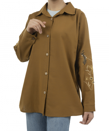 شومیز نخی آستین بلند زنانه شندی مدل 8105