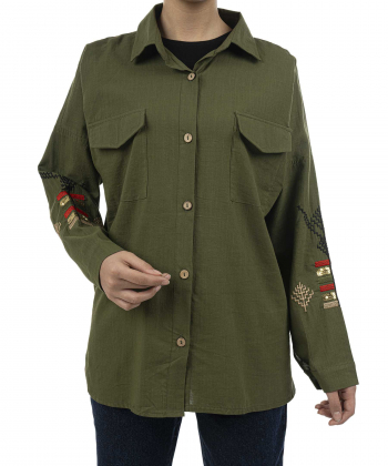 شومیز نخی آستین بلند زنانه شندی مدل 7199