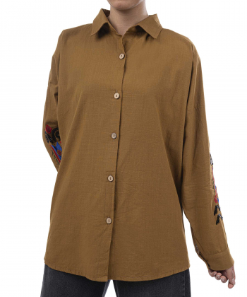 شومیز نخی آستین بلند زنانه شندی مدل 8102