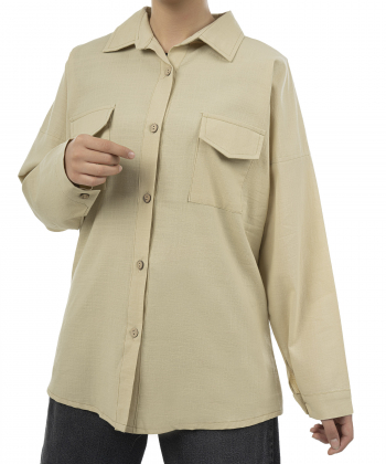 شومیز نخی آستین بلند زنانه شندی مدل 8118