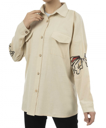 شومیز نخی آستین بلند زنانه شندی مدل 7200