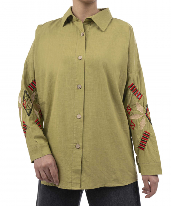 شومیز نخی آستین بلند زنانه شندی مدل 7209