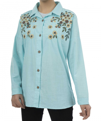 شومیز نخی آستین بلند زنانه شندی مدل 7202