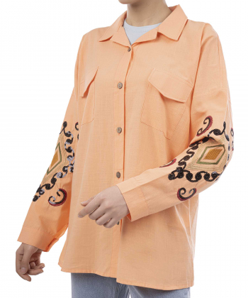 شومیز نخی آستین بلند زنانه شندی مدل 8110