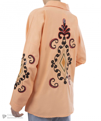 شومیز نخی آستین بلند زنانه شندی مدل 8110