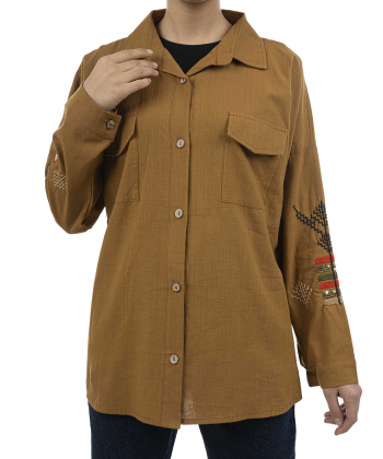 شومیز نخی آستین بلند زنانه شندی مدل 7199