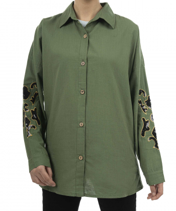 شومیز نخی آستین بلند زنانه شندی مدل 8104