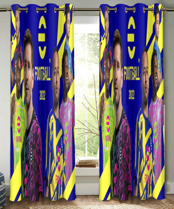 پرده نوپه هوم Nope Home مدل مخمل پانچی طرح فوتبال 2022 سایز 140x280