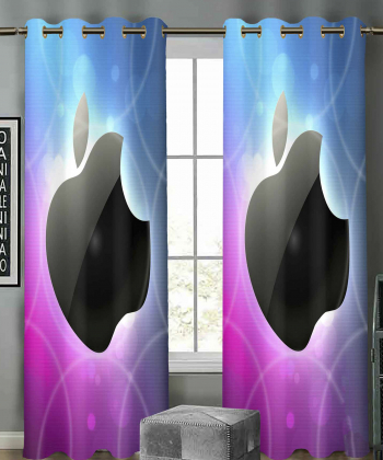 پرده نوپه هوم Nope Home مدل مخمل پانچی طرح لوگوی اپل مشکی سایز 140x280