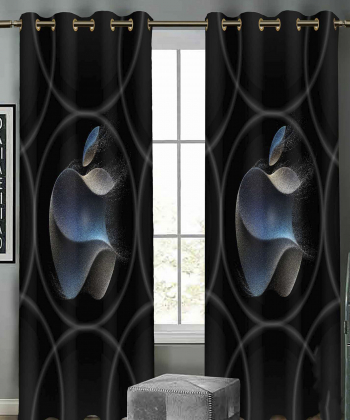 پرده نوپه هوم Nope Home مدل مخمل پانچی طرح لوگوی اپل (درشت) سایز 140x280