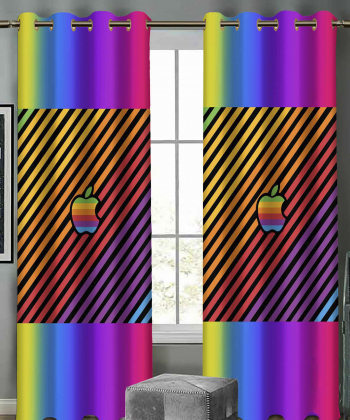 پرده نوپه هوم Nope Home مدل مخمل پانچی طرح لوگو اپل سایز 140x280