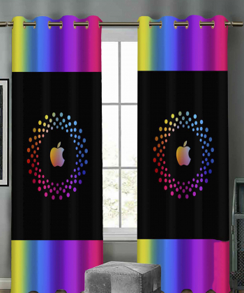 پرده نوپه هوم Nope Home مدل مخمل پانچی طرح لوگو اپل سایز 140x280