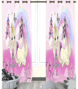 پرده نوپه هوم Nope Home مدل مخمل پانچی طرح دختر و اسب تک شاخ سایز 140x280