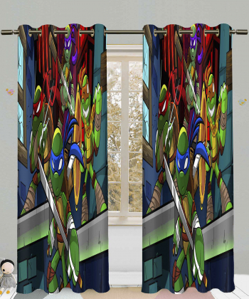 پرده نوپه هوم Nope Home مدل مخمل پانچی طرح کارتونی لاک پشت سایز 140x280