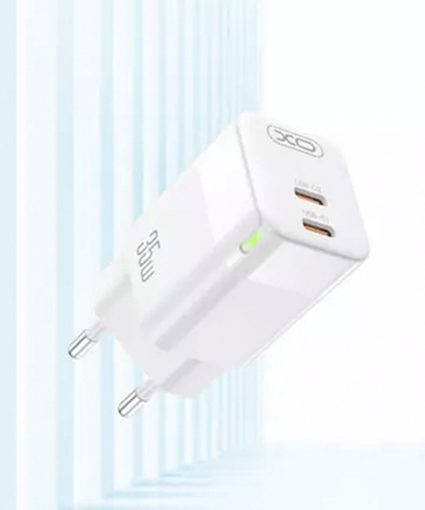 شارژر دیواری دو پورت تایپ سی 35 وات ایکس او XO wall charger CE07 PD 35W 2xUSB-C