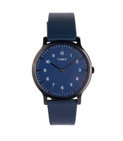 Norway 40mm Black Case Blue Dial Blue Leather Strap