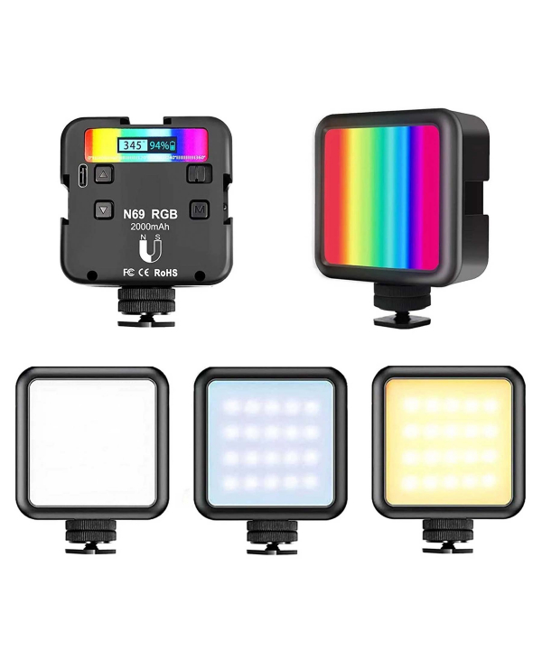 نور ثابت مخصوص موبایل و دوربین شارژی مدل N69 RGB