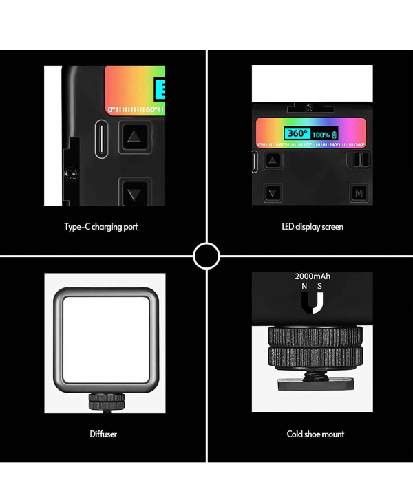نور ثابت مخصوص موبایل و دوربین شارژی مدل N69 RGB