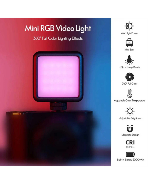 نور ثابت مخصوص موبایل و دوربین شارژی مدل N69 RGB