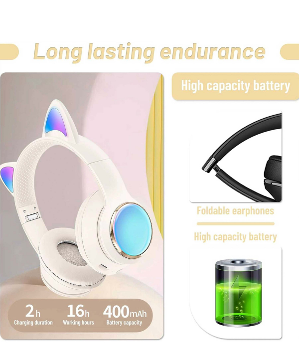 هدفون بی سیم بچگانه طرح گربه مدل AKZ65