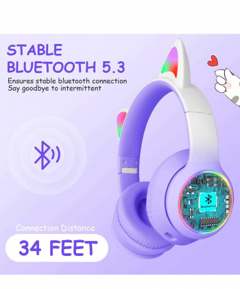 هدفون بی سیم بچگانه طرح گربه مدل AKZ60