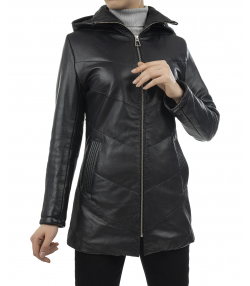 کاپشن زنانه چرم طبیعی نوین چرم Novin Leather مدل انیکا