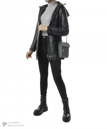 کاپشن زنانه چرم طبیعی نوین چرم Novin Leather مدل انیکا