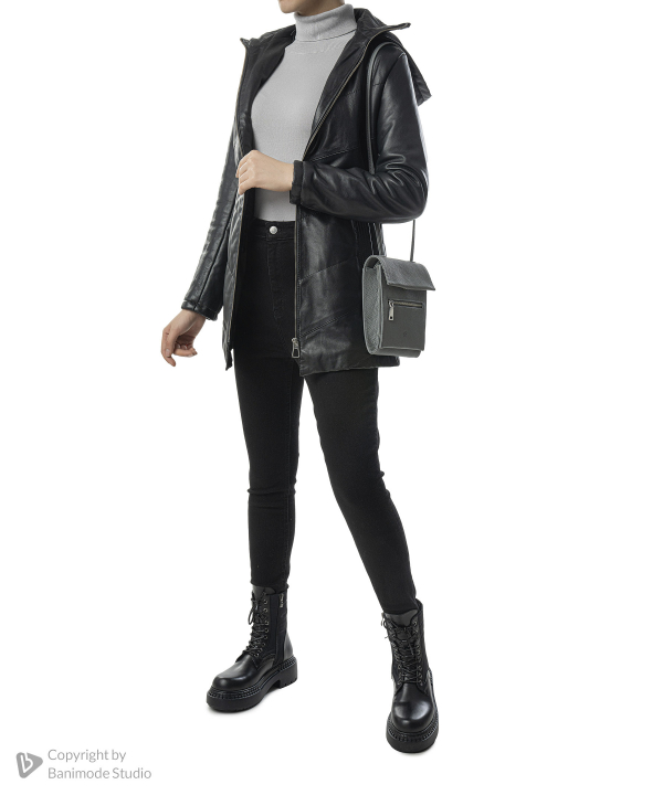 کاپشن زنانه چرم طبیعی نوین چرم Novin Leather مدل انیکا