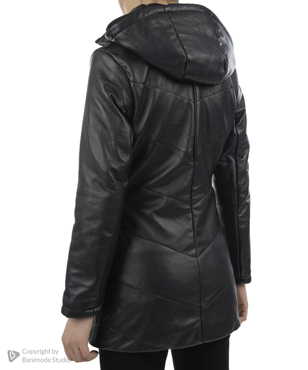 کاپشن زنانه چرم طبیعی نوین چرم Novin Leather مدل انیکا