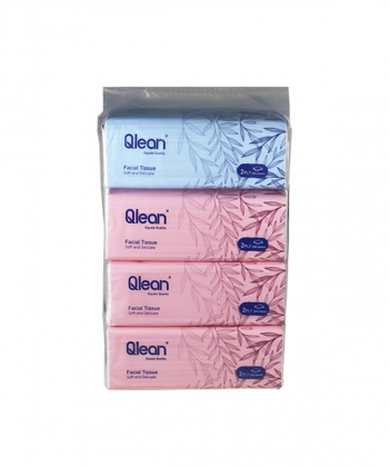 دستمال کاغذی اقتصادی  250 برگ کیولین Qlean دولایه بسته 4 عددی