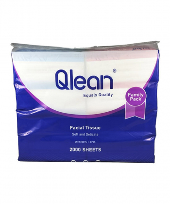 دستمال کاغذی اقتصادی 250 برگ کیولین Qlean بسته 8 عددی
