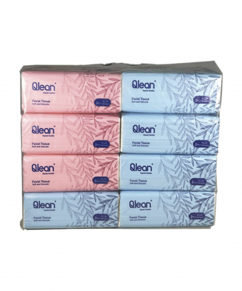 دستمال کاغذی اقتصادی 250 برگ کیولین Qlean بسته 8 عددی