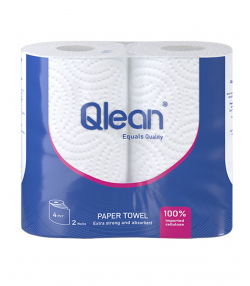 دستمال کاغذی حوله ای کیولین Qlean چهارلایه بسته 2 عددی