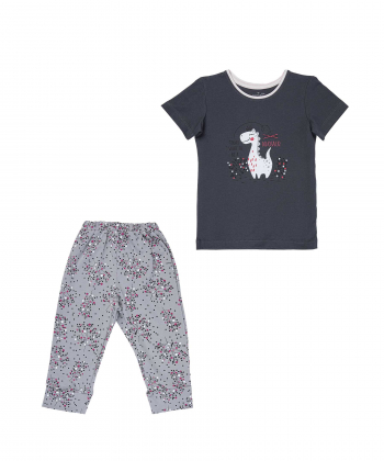 ست تیشرت و شلوار نخی دخترانه ناربن مدل 1655