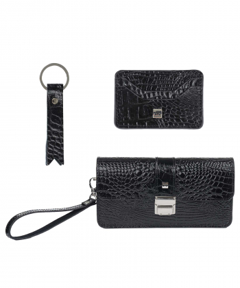 ست سه تیکه مردانه چرم طبیعی منط Mante مدل Y110