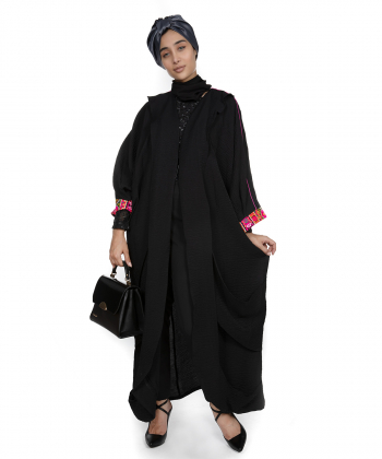 مانتو عبایی مشکی گردیه Gordye