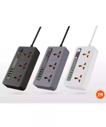 چند راهی برق سه سوکت، 4 یو اس بی، 1 تایپ سی دو متری پرودو Porodo FWCH013 Multi-Port Power HUB 4 USB-A/USB-C Kit 2M