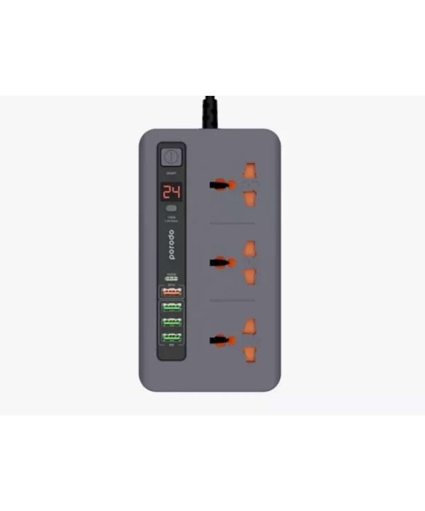 چند راهی برق سه سوکت، 4 یو اس بی، 1 تایپ سی دو متری پرودو Porodo FWCH013 Multi-Port Power HUB 4 USB-A/USB-C Kit 2M
