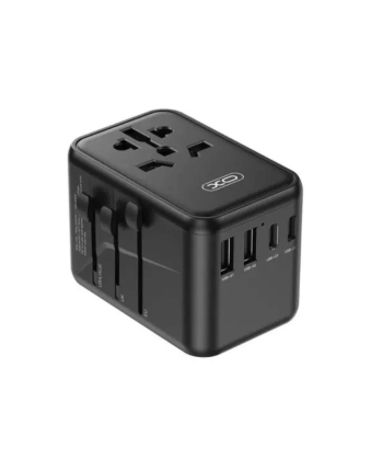 چند راهی مکعبی برق دو سوکت و دو یو اس بی و 3 تایپ سی ایکس او 65W GaN XO WL22 multi-function travel Network Extender