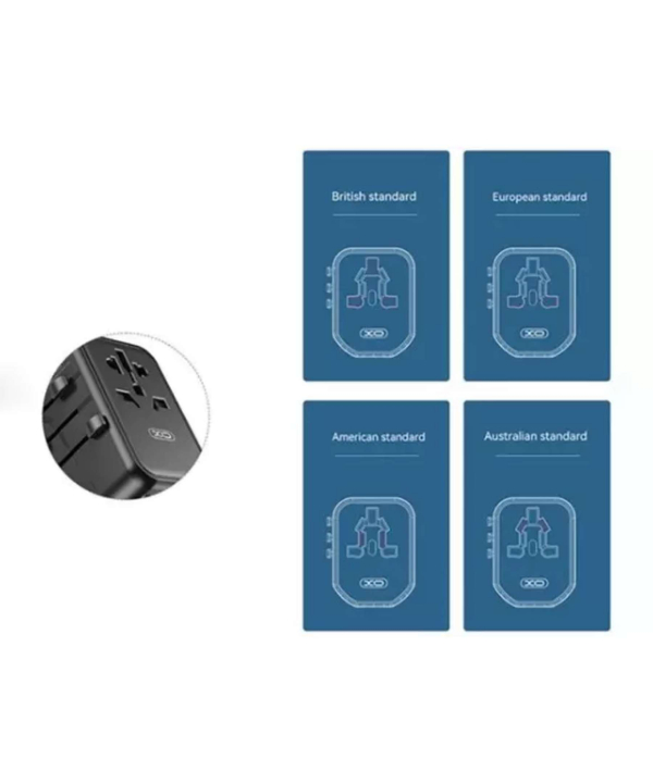 چند راهی مکعبی برق دو سوکت و دو یو اس بی و 3 تایپ سی ایکس او 65W GaN XO WL22 multi-function travel Network Extender